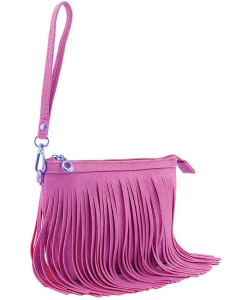 Small Fringe Crossbody Bag with Wrist Strap E091 RPINK